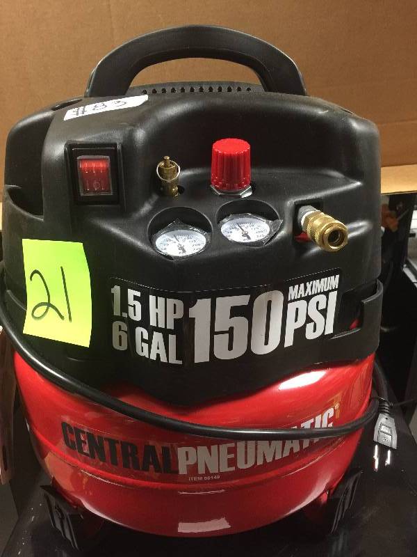 Central pneumatic air compressor deals 1.5 hp 6 gallon