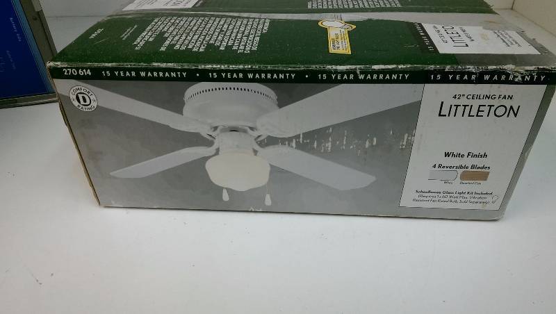 Hampton Bay Littleton 42 White Ceiling Fan With Reversible Blades