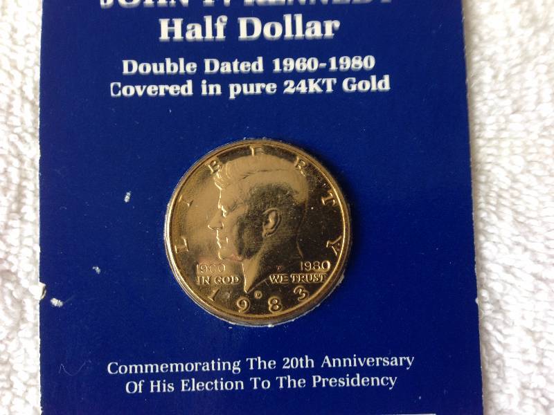 1983 Gold Plated Serial Numbered Kennedy Half Dollar Coin and