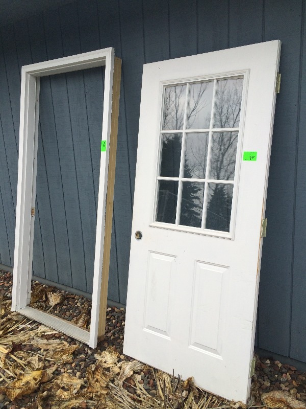 Exterior Metal door with window + door frame great