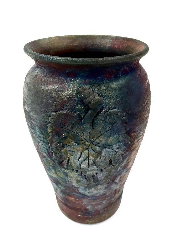 John Clayton Potter Rakuware Glazed Vase Artisanal Pottery Auction