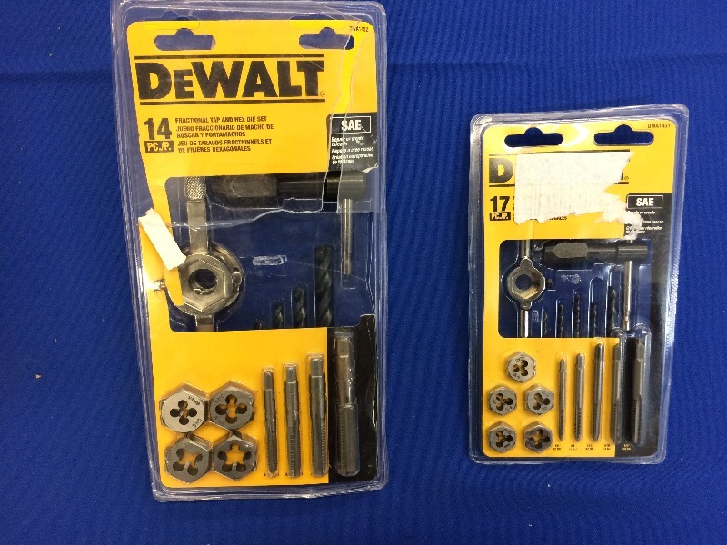 DeWalt 14 pc 1/4" 1/2" & 17 pc 6 1/4" (20) fractional tap and hex