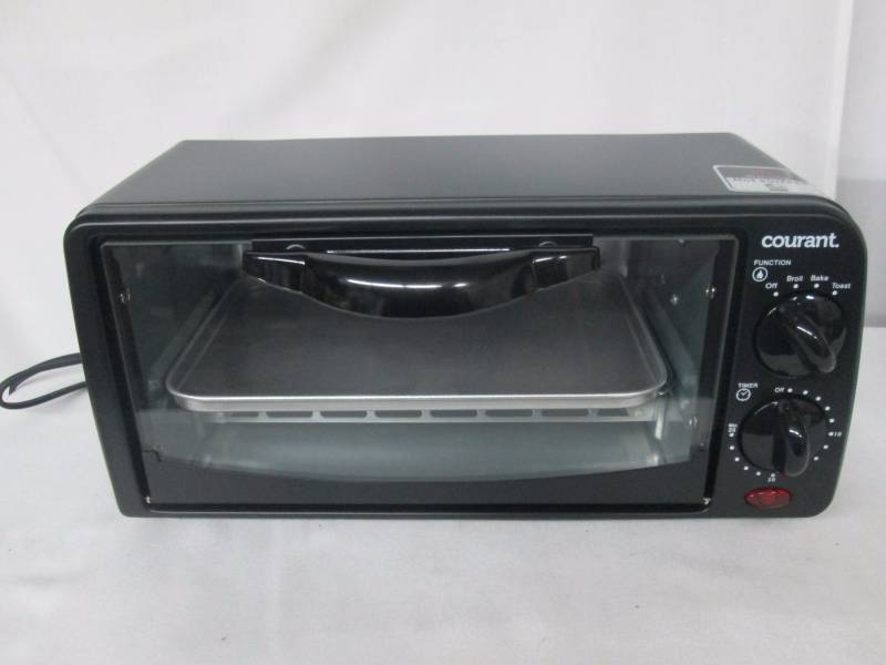 Courant 650-Watt 2-Slice Black Toaster Oven with Toast, Bake, and Broil Functions