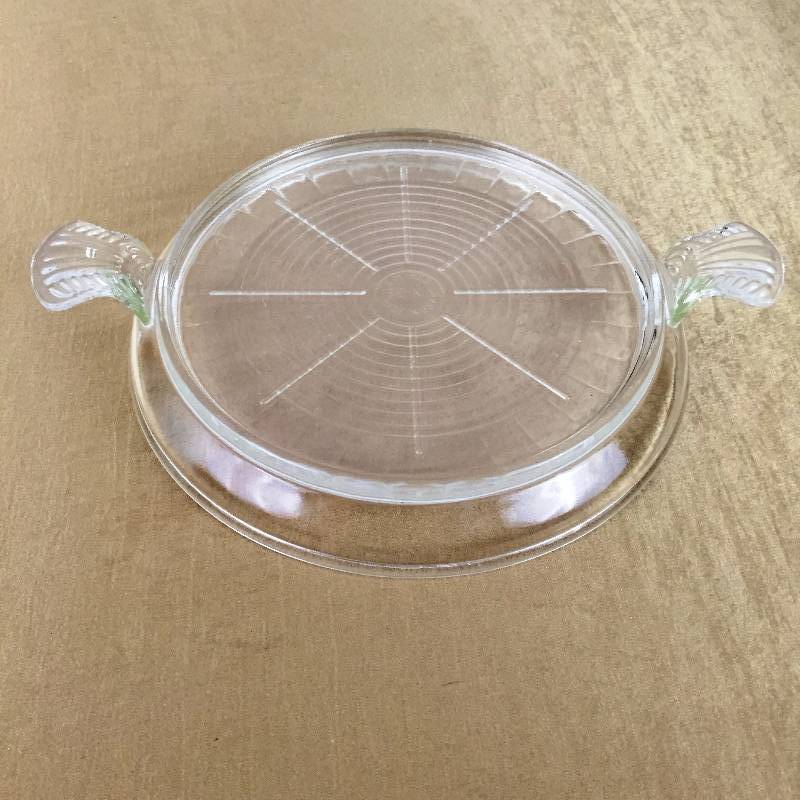 Vintage Fire King Clear Glass Hot Plate Trivet w/ Handles Looks Brand