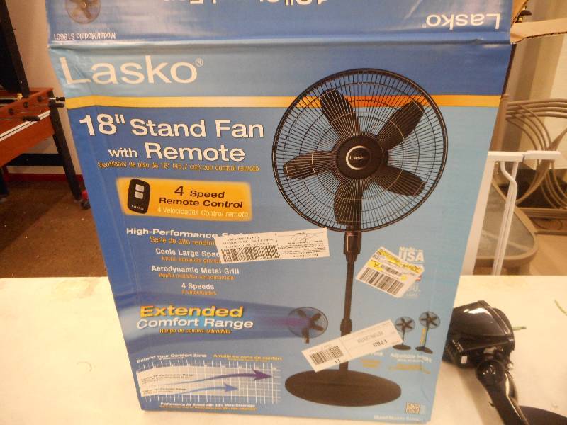 Lasko 18" Stand Fan with Remote Control, Black This & That Auction