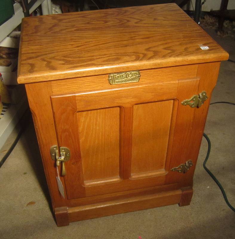 Oak Refrigerator Door Night Stand 22"W x 16"D x 26'H ANTIQUE, GIFTS