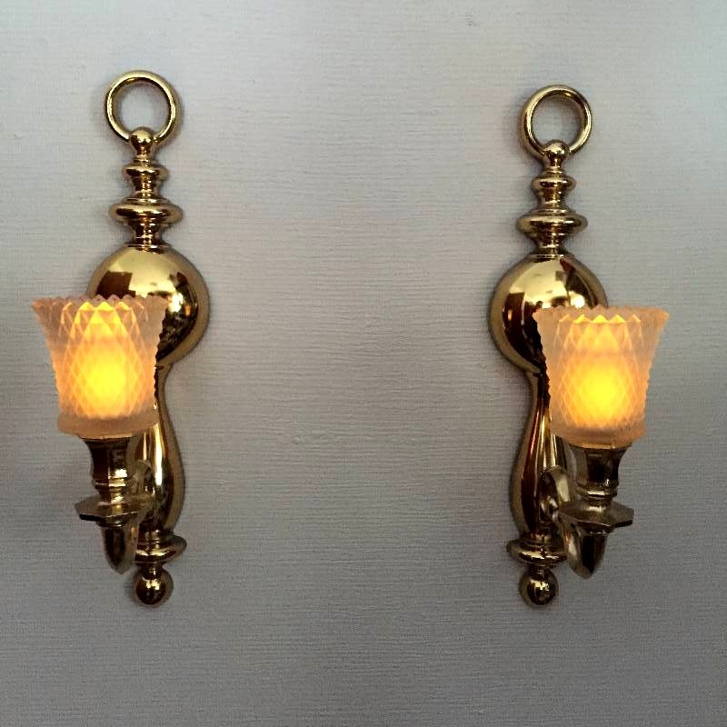 Pair of Beautiful Gold Brass Style Double Candle Wall ...