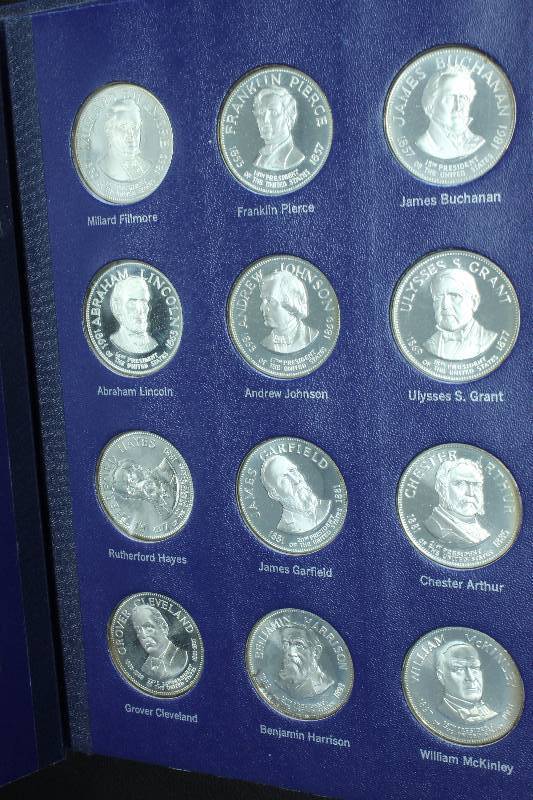 1970's .925 STERLING SILVER PRESIDENTIAL COIN SET IN BOOK (36 coins