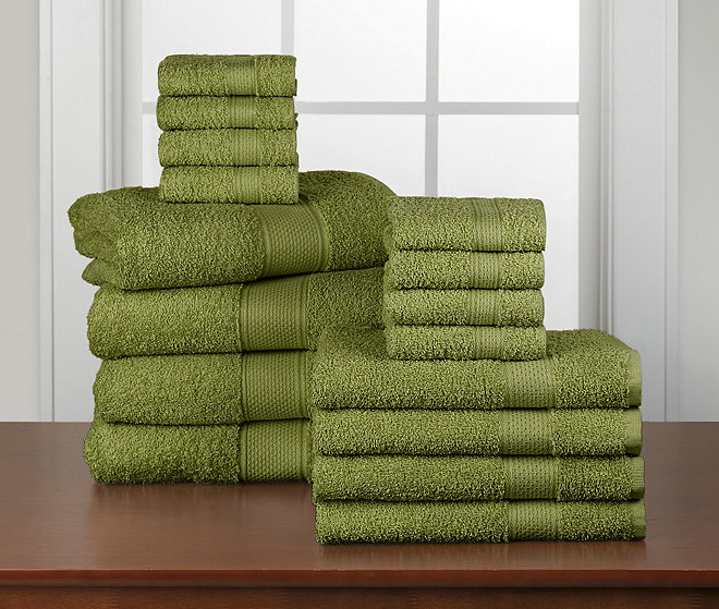alcove 16Pc. Everyday Bath Towel Set Sage Color Half a Home 76