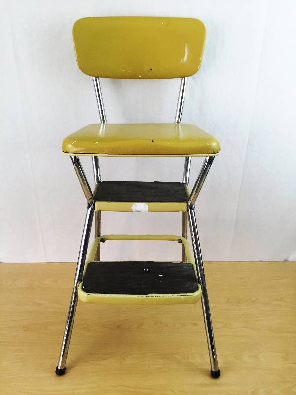 retro kitchen step stool yellow