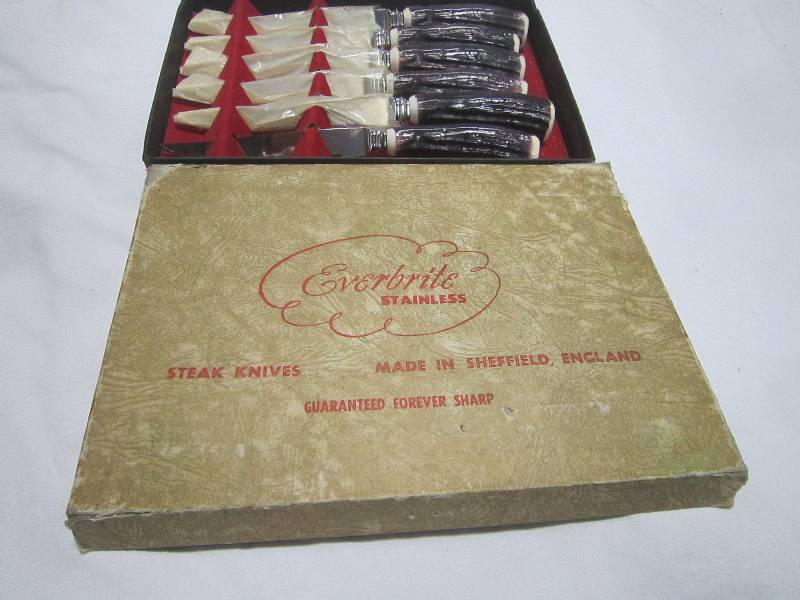 Sold at Auction: SHEFFIELD ENGLAND FOREVER SHARP KNIFE SET