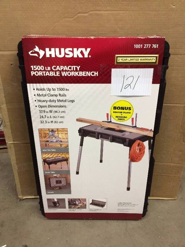 Husky 1500 LB Capacity Portable Workbench New KX Real Deals