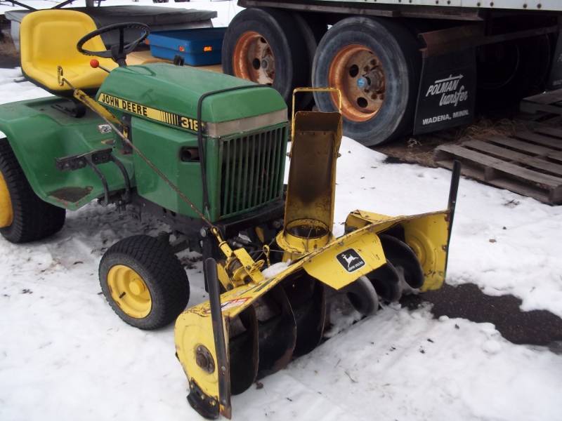 John Deere 318 Tractor with a Model 47 John Deere Snow Thrower ...