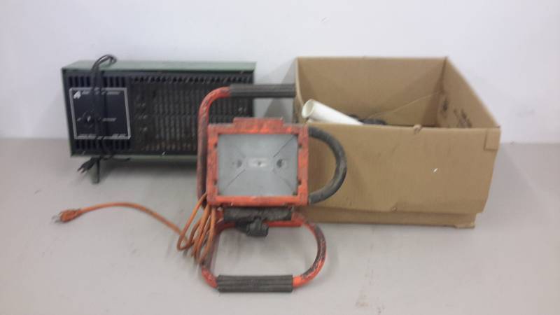 lot 101 image: Heater, Halogen light, plumbing assortment