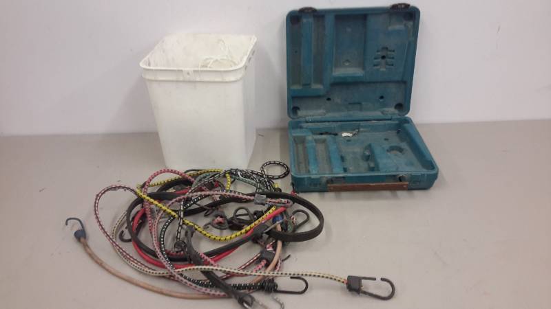 lot 144 image: Bungee, tarp straps, twine, tool case