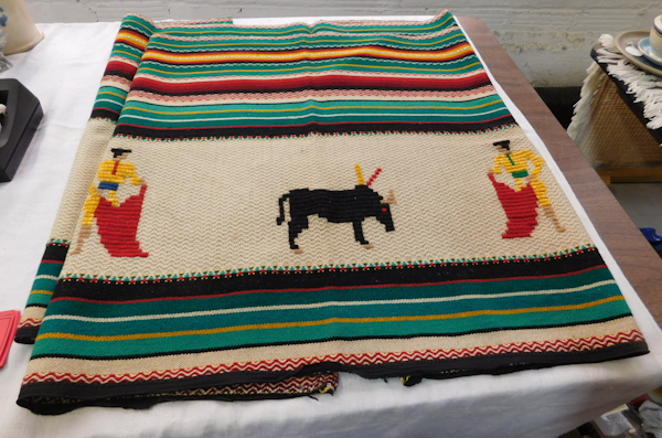 Curtain Material Spanish Bullfighting motif...45 x 24 2 pieces