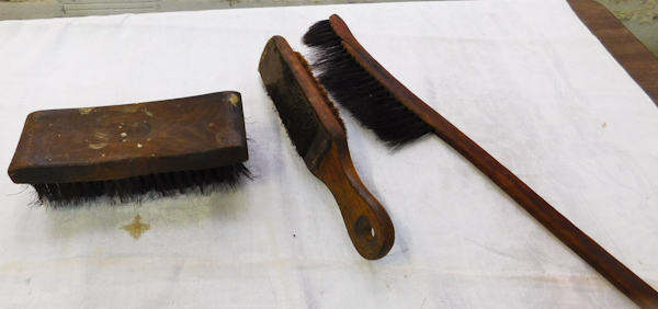 vintage file cleaning brush and two other shop type brushes