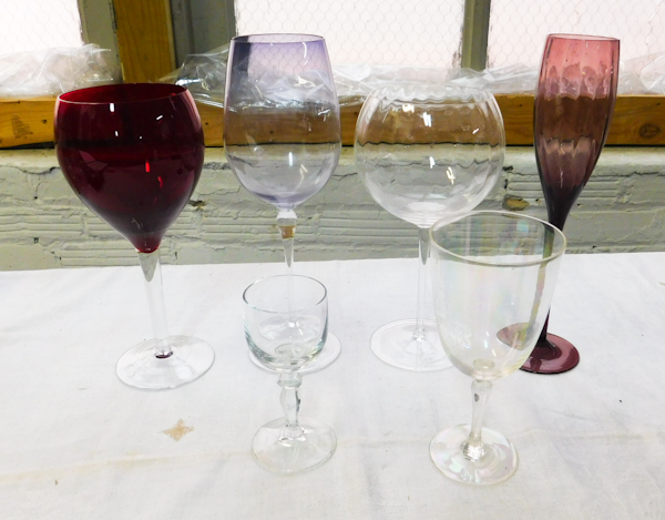 various pieces of stemware