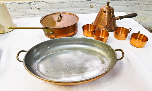 copper cookware teapot and cups