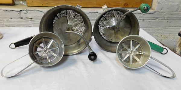 vintage kitchen items sifters and food mills