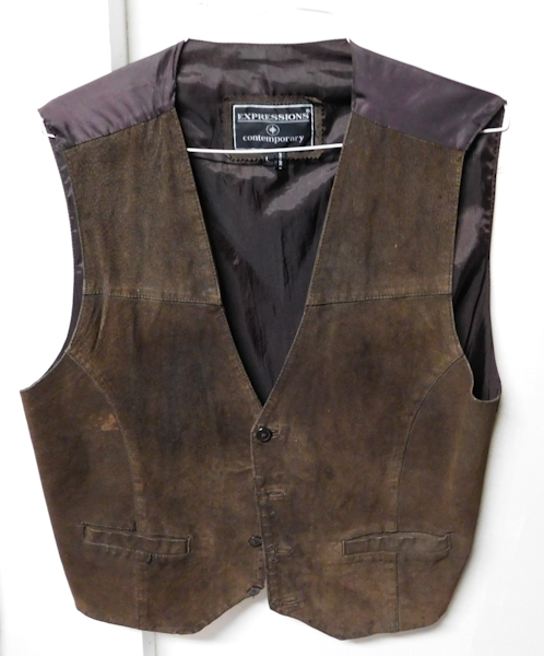 Grey leather vest Expressions Contemporary Sz L