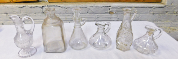 6 various cruets some with stoppers