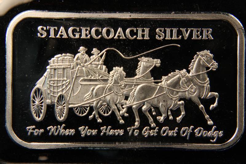 1 TROY OZ. .999 FINE SILVER STAGECOACH BAR (4 X 14 CRACKER)