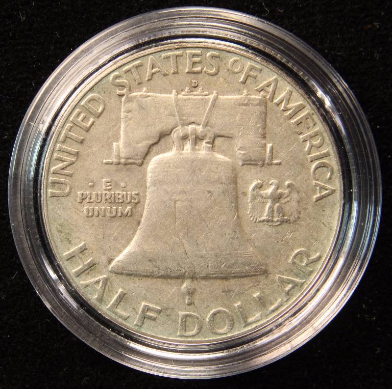 1963-D FRANKLIN SILVER HALF DOLLAR IN AIRTITE HOLDER