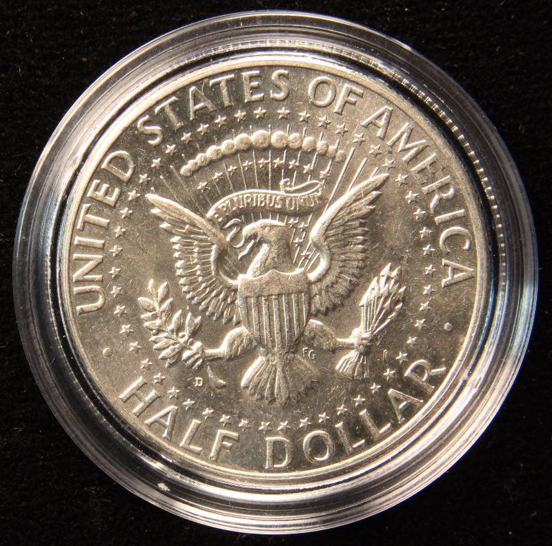 1964-D KENNEDY SILVER HALF DOLLAR AU IN AIRTITE HOLDER