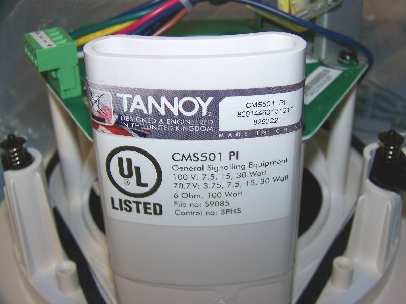 lot 38 image: (1) Tannoy, CMS501 PI, In-Ceiling Speaker with Back Can