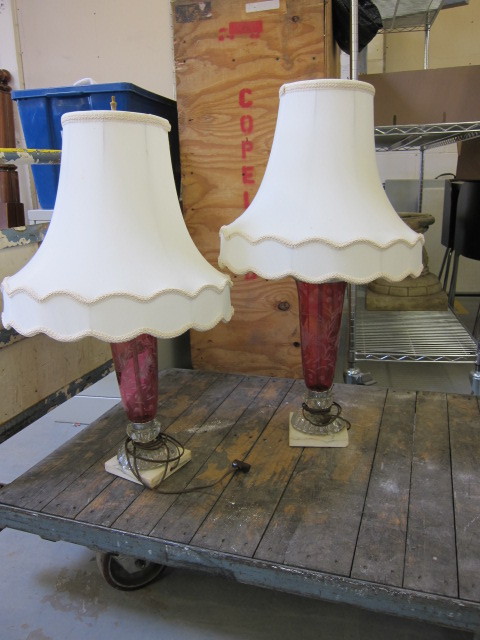 Pink Cut Glass Lamps