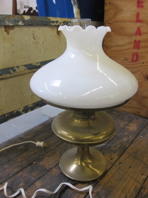 Brass Lamp with Milk Glass Shade