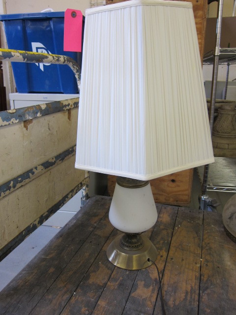 Brass Look and White Glass Lamp