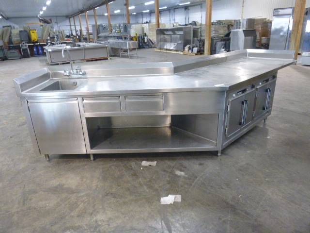 lot 32 image: Secontaner with Stainless Steel Sink, Faucet and Drain