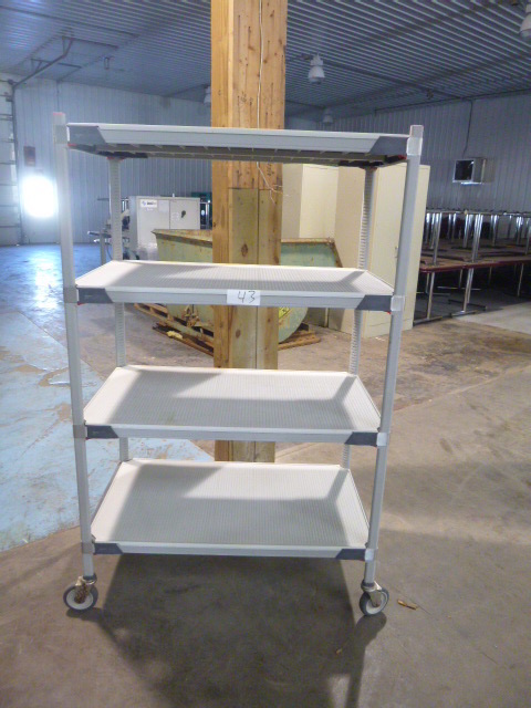 lot 43 image: NSF Rolling 4 Shelf Rack Metro
