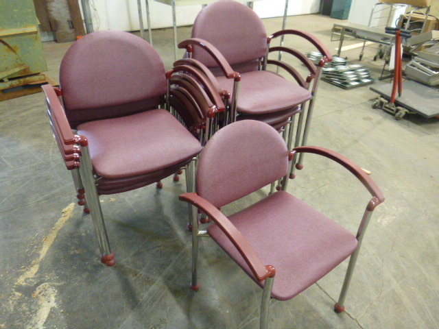 lot 89 image: 10 Commercial Burgundy Armed Chairs
