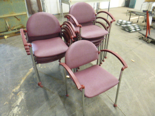 lot 94 image: 10 Commercial Burgundy Armed Chairs
