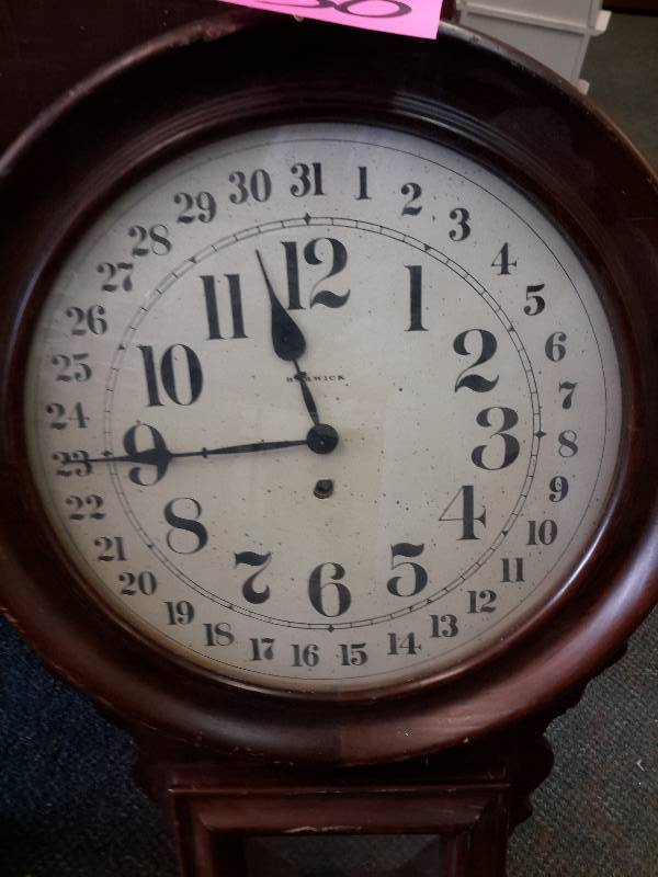 lot 30 image: 2Wall Clocks with Pendulum and Wood Frame.. Hamilton