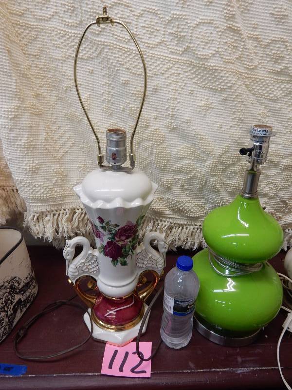 lot 112 image: 3, glass bases.. No shades..