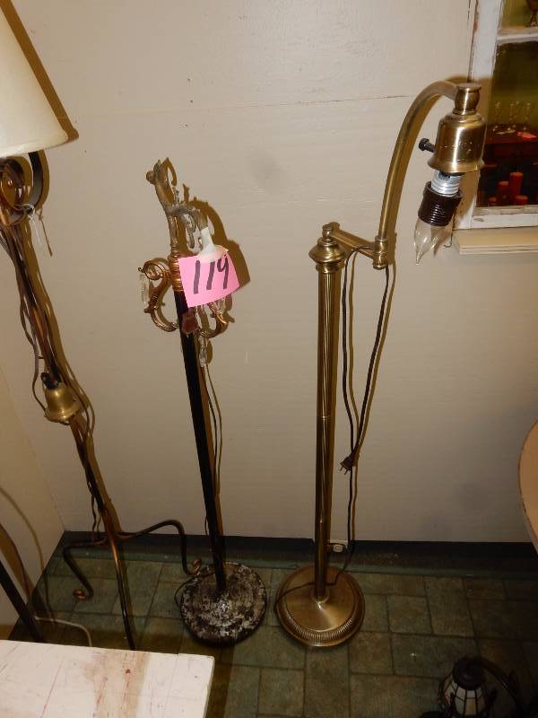 lot 119 image: 4 pole lamps as pictured.   Untested