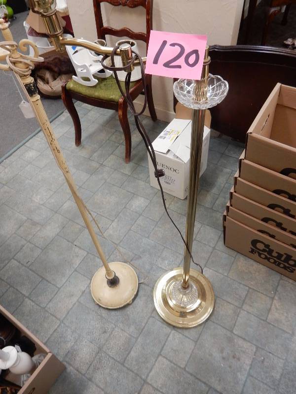 lot 120 image: 2 pole lamps as pictured.. Untested