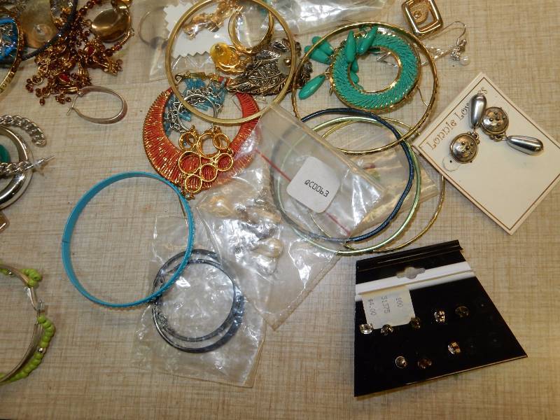 lot 205 image: Huge Lot of Earrings, Pins and Bracelets.  Look at the close-ups and take it all