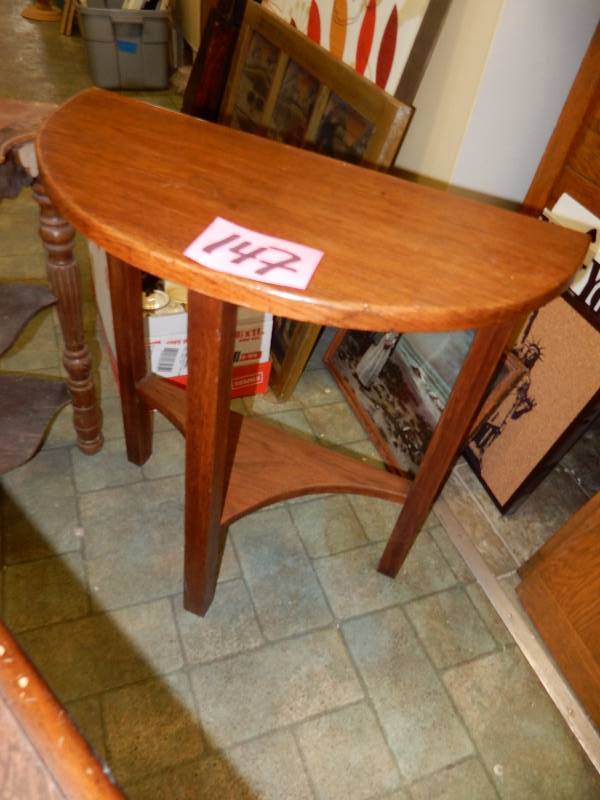 lot 147 image: 2 Half moon side tables.