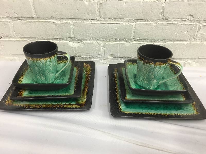 McLeland Design 16 Pc Reactive Glaze Stoneware Dinnerware Set 