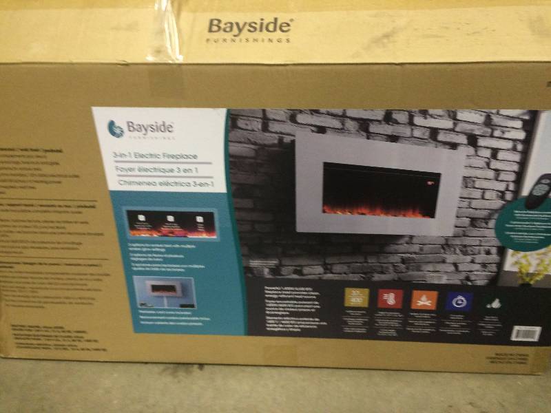 lot 7 image: Bayside Wall Mount  3 in 1 electric fireplace Like New Open Box