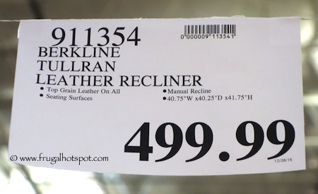 lot 9 image: Berkline Tullran Leather Rocker Recliner Like New- Display Model