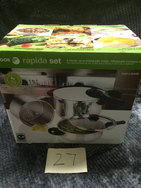 lot 27 image: Fagor Rapida 5-pc Pressure Cooker Set NEW
