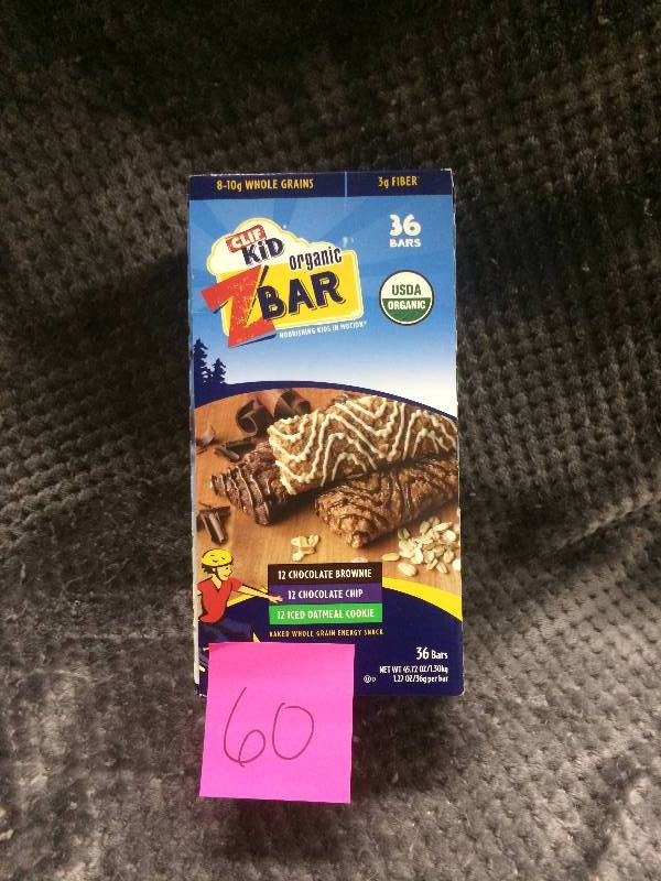 lot 60 image: Clif Kidz Organic Z Bars 36 count New