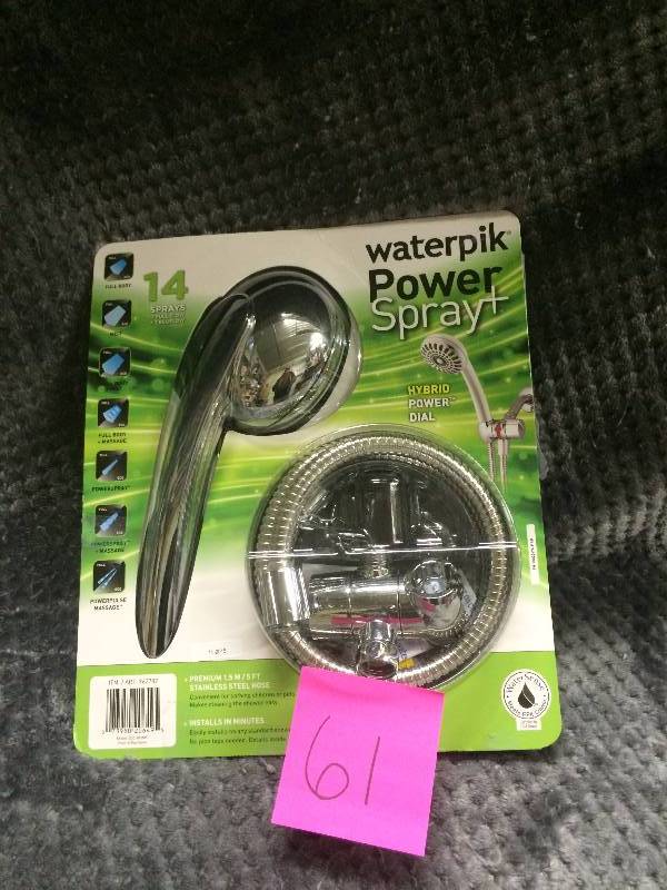 lot 61 image: Waterpik Power Spray Chrome Handheld Showerhead