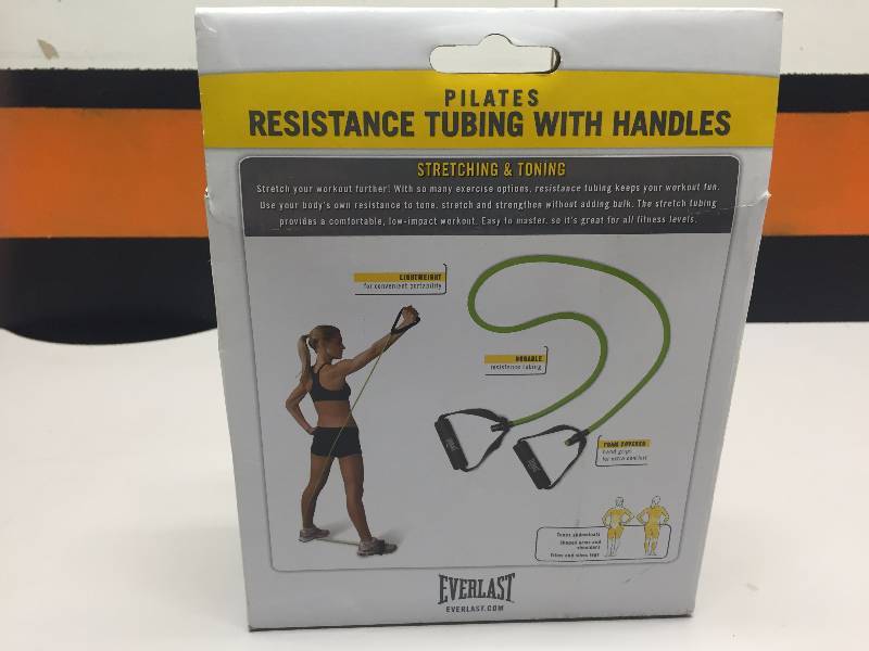lot 50 image: PILATES RESISTANCE TUBING WITH HANDLES